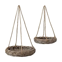 Hello Honey® Handwoven Hanging Rattan Baskets with Rope Hangers Set