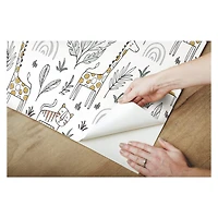 RoomMates White & Yellow Jungle Menagerie Peel & Stick Wallpaper