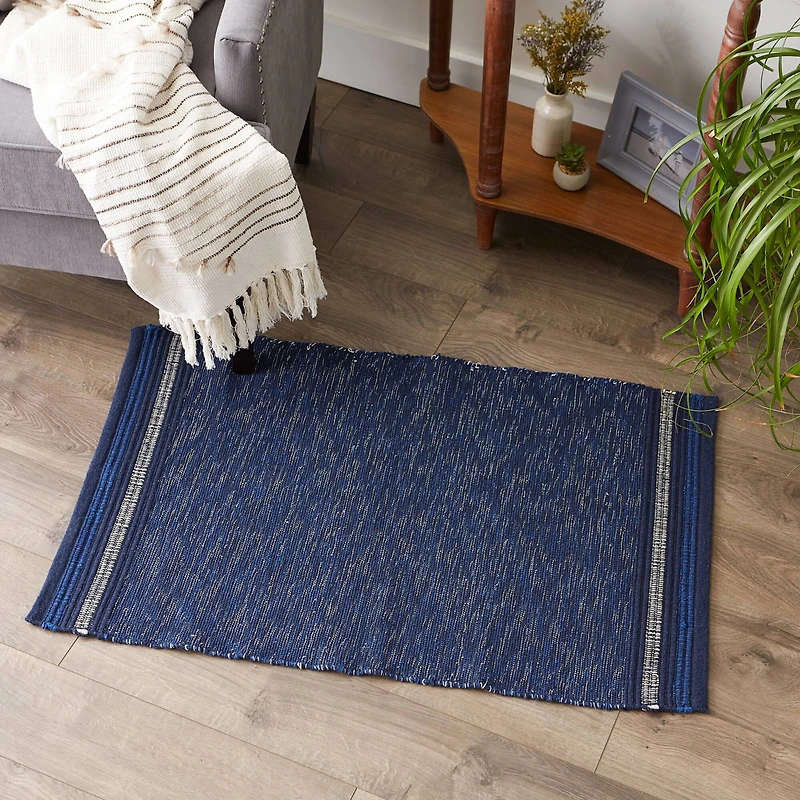 DII® Modern Stripe Variegated Handwoven Recycled Yarn Rug