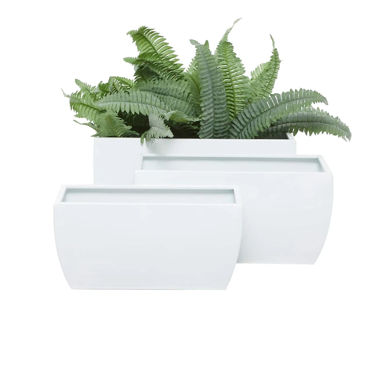 White Modern Planter, Set of 3" 20", 18", 16"