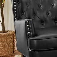 Glitzhome® Modern Leatherette Button-Tufted Accent Armchair