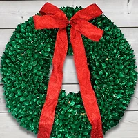 28" Pre-Lit Glittered Leaves Artificial Christmas Wreath