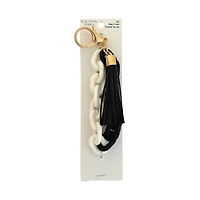 Blue Moon Studio™ Black & White Chain Link Bag Charm with Tassel