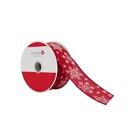 1.5" x 30ft. Red & White Snowflakes Wired Ribbon by Celebrate It®