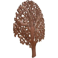 43" x 45" Brown Carved Wooden Tree Wall Décor with Bird Accents