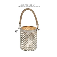 Clear Glass Coastal Candle Holder Lantern, 13" x 5" x 5"