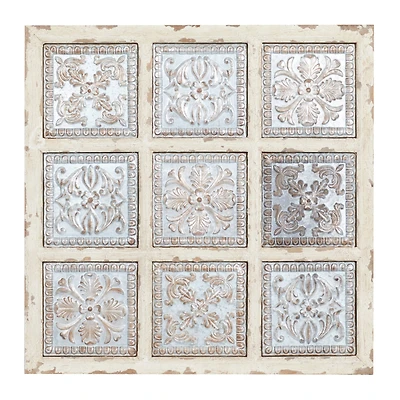 31" White Metal Rustic Floral Wall Décor