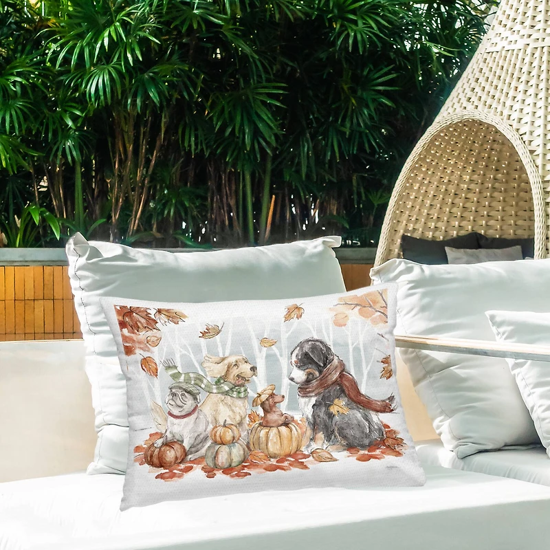 Stupell Industries Autumn Fun Dogs Outdoor Printed Pillow