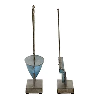 Set of 2 Blue Metal Coastal Sail Boat Sculpture, 17", 16"