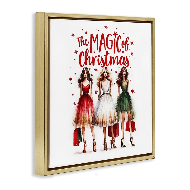 Stupell Industries Glam Magic Of Christmas Floating Frame Wall Art