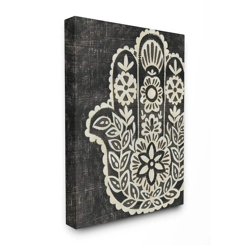 Stupell Industries Floral Pattern Black & White Hamsa Canvas Wall Art