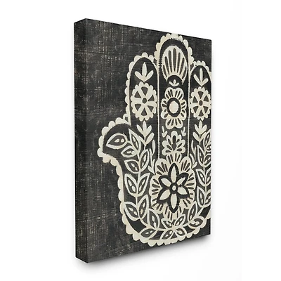 Stupell Industries Floral Pattern Black & White Hamsa Canvas Wall Art