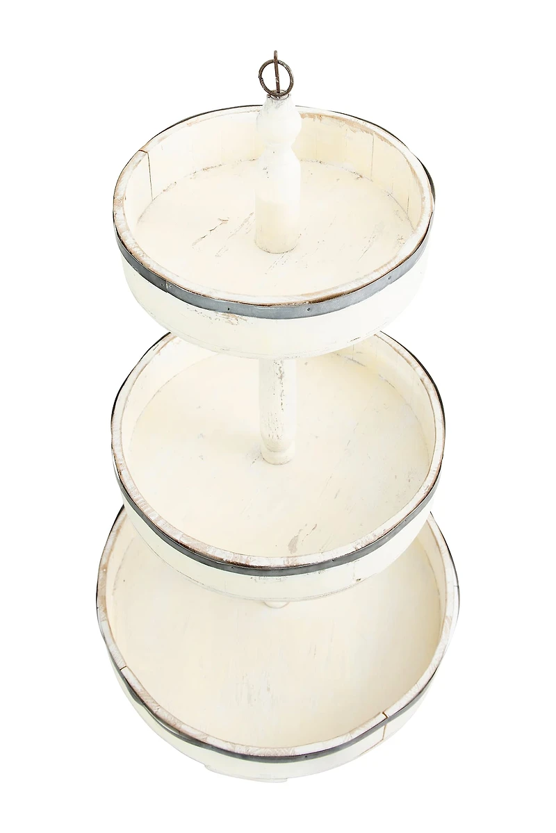 Hello Honey® 26.5" Decorative Wood & Tin 3 Tier Tray