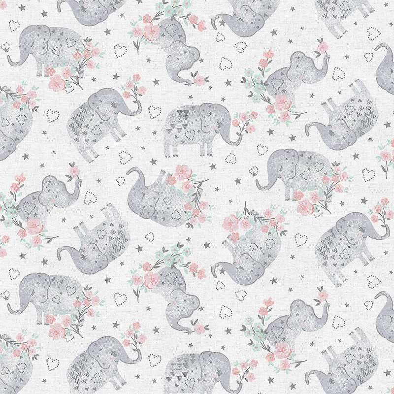 Fabric Editions White Elephant Cotton Fabric