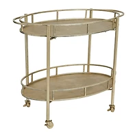 Hello Honey® 30" Beige 2-Tier Metal Bar Cart With Locking Caster Wheels