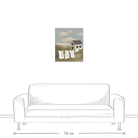 House on Hill Calming Laundry Scene 20" x 24" Canvas Wall Art