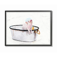 Stupell Industries Piggy Bath with Rubber Ducky Adorable Farm Animal in Frame Wall Art