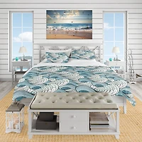 Designart Great Wave Inspiration Coastal Pattern Duvet Cover Set