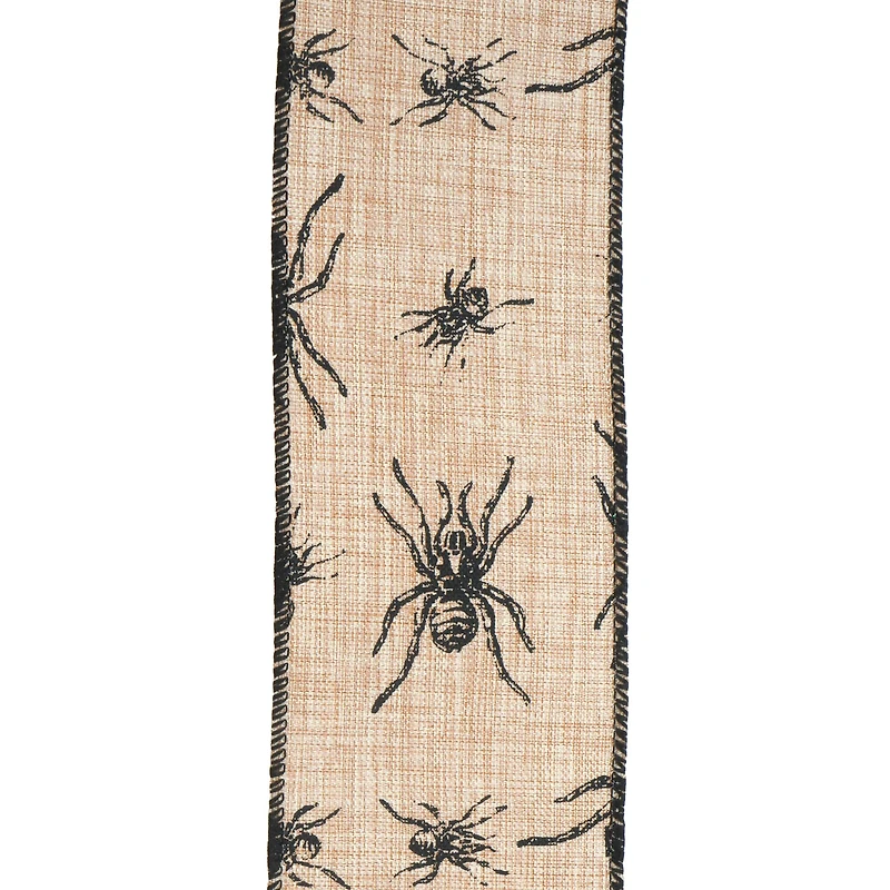 2.5" x 20ft. Spider Wired Faux Linen Ribbon by Celebrate It® Halloween