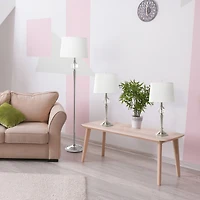 Lalia Home Brushed Nickel Crystal Drop Table and Floor Lamp Set