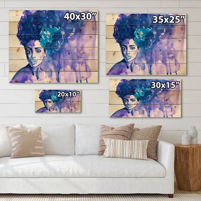 Designart - Glorious Blue Portrait of African American Woman