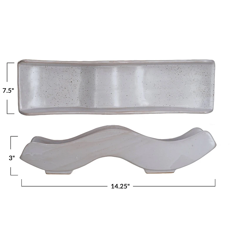 Hello Honey® 13.25" White Stoneware Wavy Tray