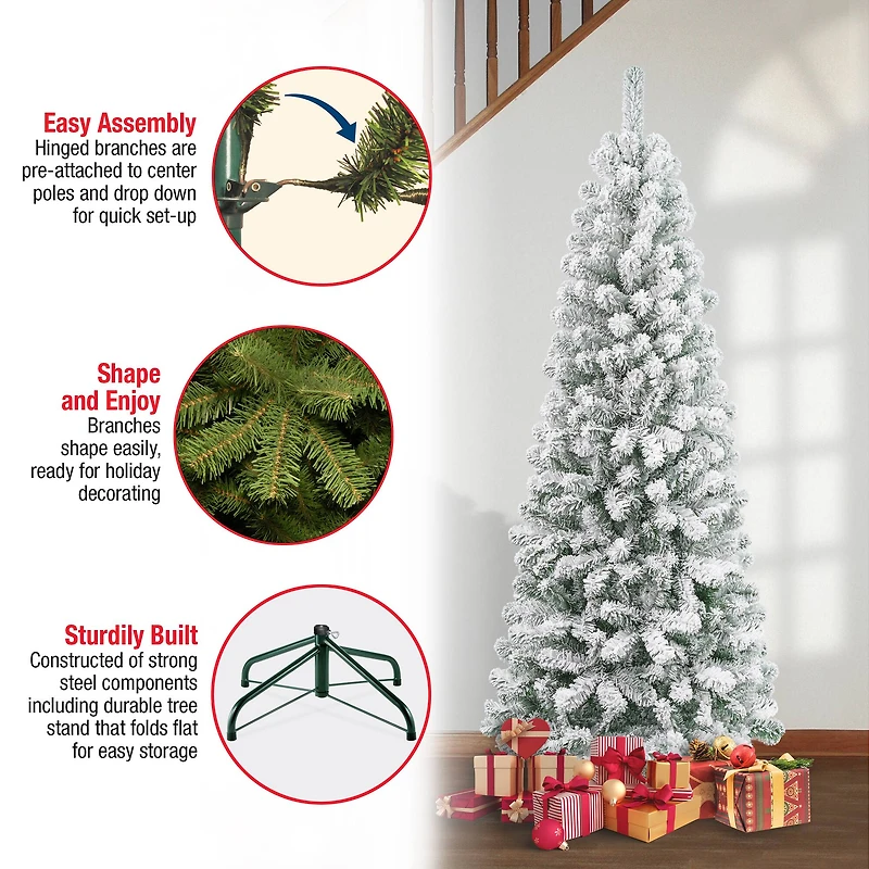 6ft. Unlit Flocked Acacia Medium Artificial Christmas Tree