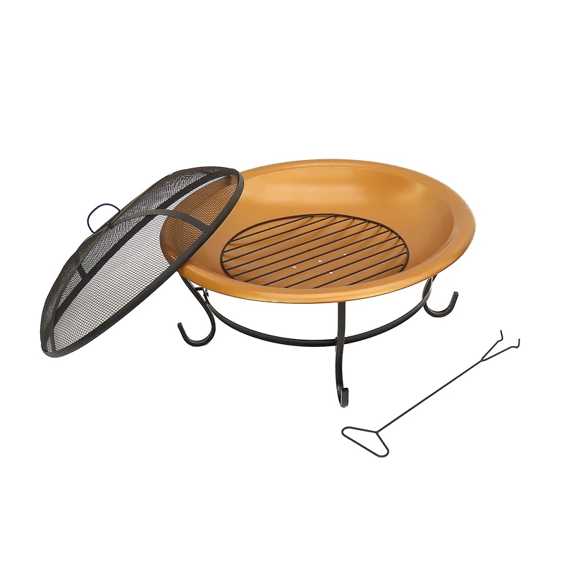 29" Copper Fire Pit with Stand & Screen