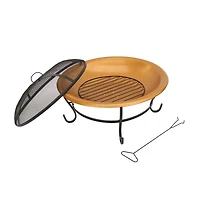 29" Copper Fire Pit with Stand & Screen