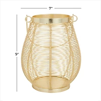 Gold Iron Glam Lantern, 9" x 7" x 7"