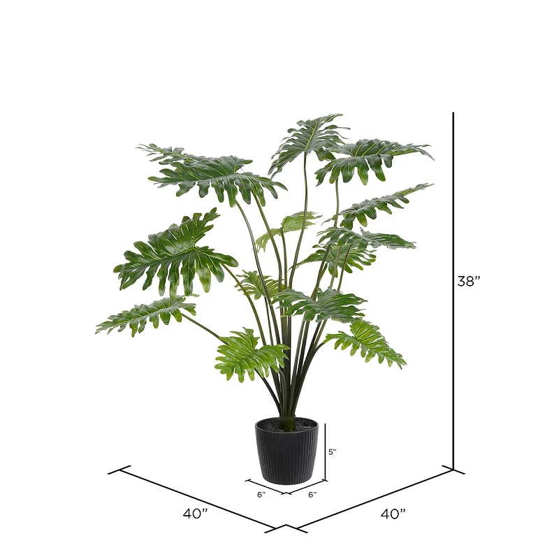 38" Artificial Potted Grand Philodendron Bush