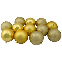 12ct. 4" 4-Finish Gold Shatterproof Ball Ornaments