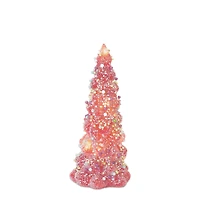 Glass LED Tree with Rainbow Pearl Ornaments Set
