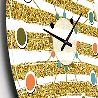 Designart 'Golden Horizontal Lines Mid-Century Modern Wall Clock