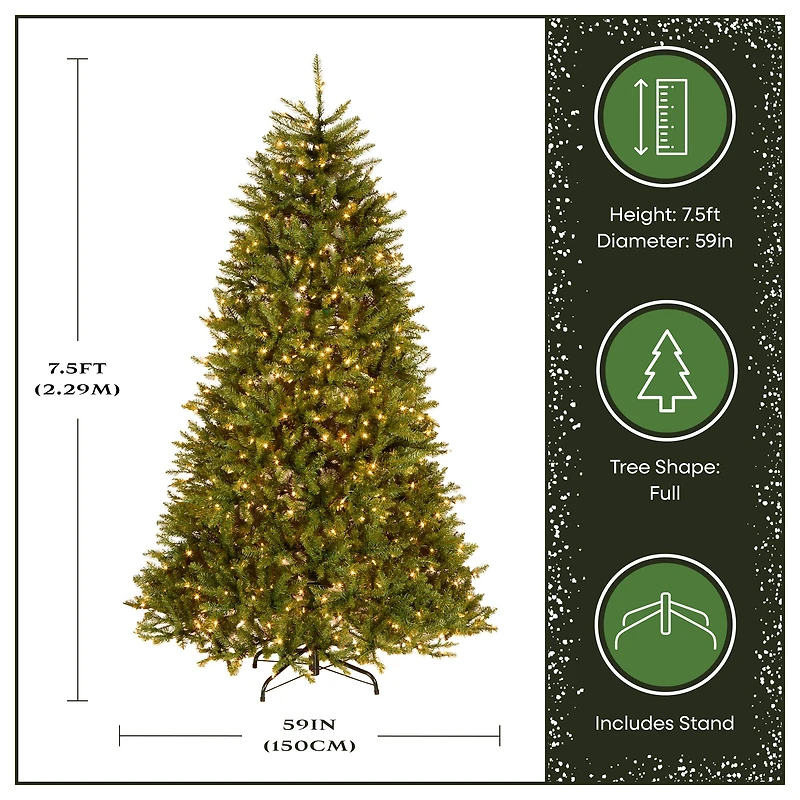 7.5 ft. Pre-Lit Dunhill® Fir Artificial Christmas Tree, Clear Lights