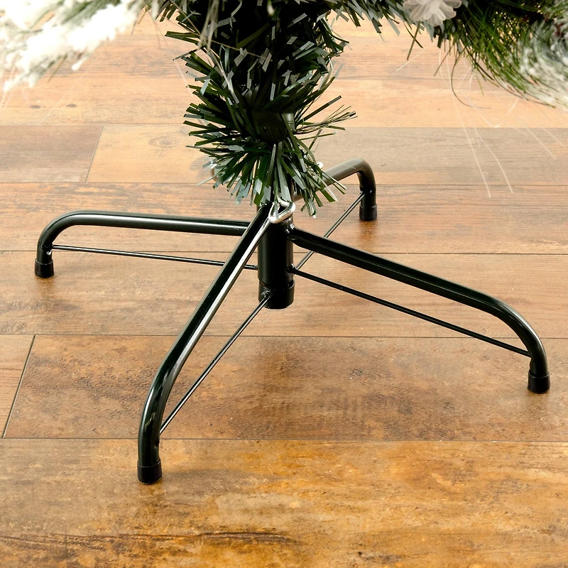 5ft. Fiber Optic White LED Lights Flocked Artificial Christmas Tree with White Pinecone