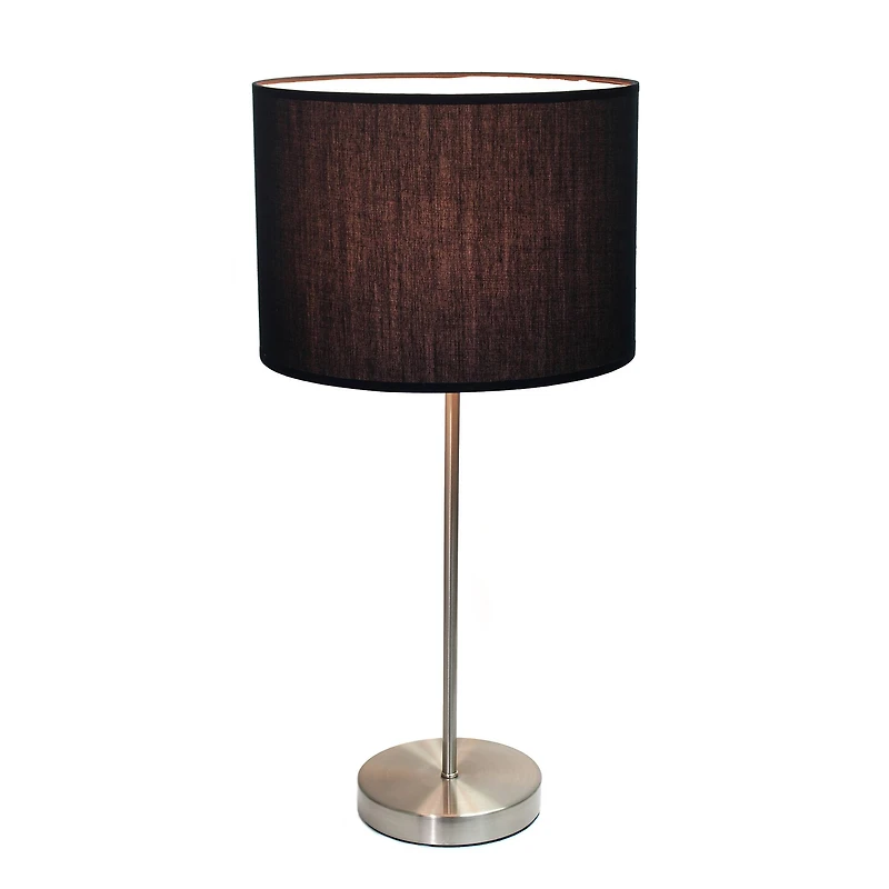 Simple Designs 23" Brushed Nickel Stick Lamp with Black Fabric Shade
