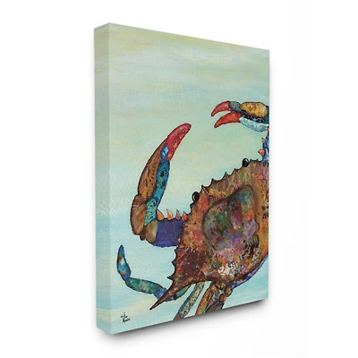Stupell Industries Colorful Crab on Sand Aquatic Animal Painting Canvas Wall Art