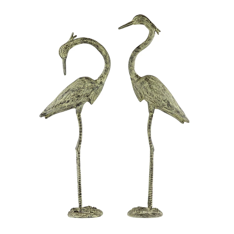 Yellow Aluminum Coastal Bird Garden Sculpture Set