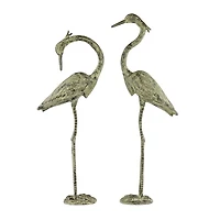 Yellow Aluminum Coastal Bird Garden Sculpture Set