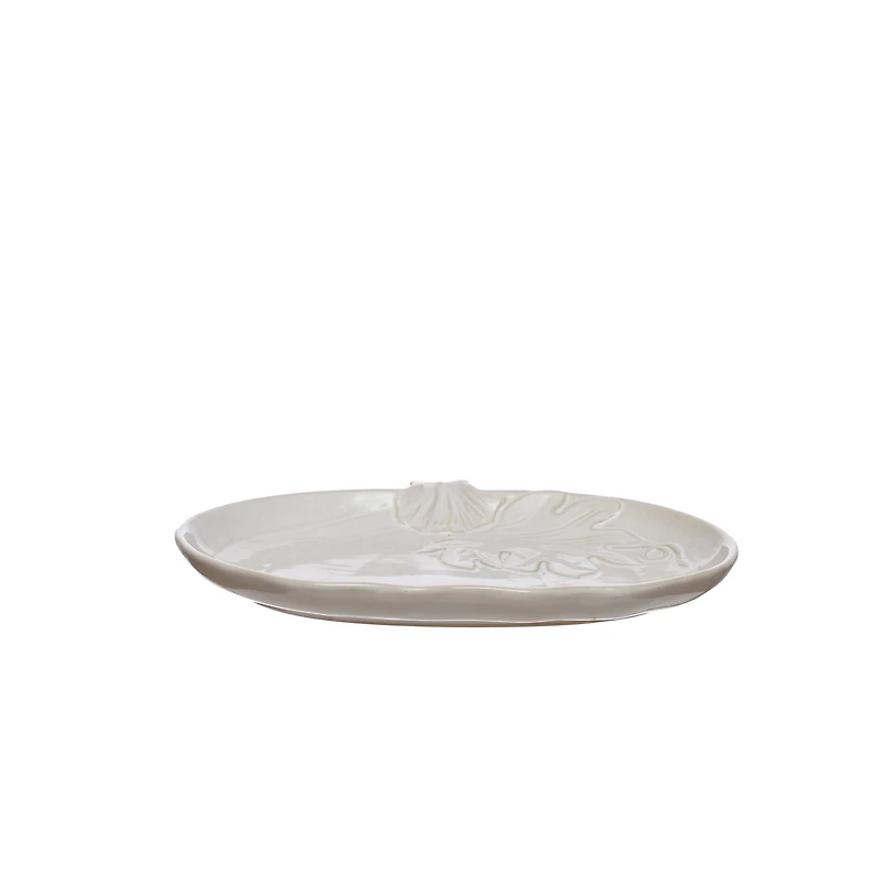 10.75" White Pumpkin Ceramic Serving Plate by Ashland®