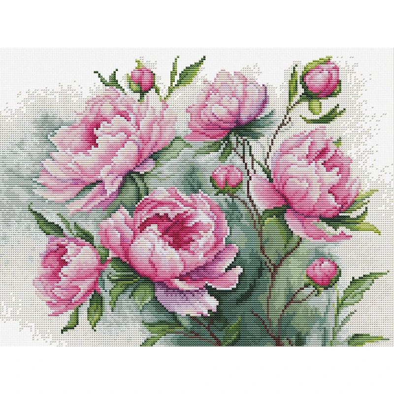 Luca-S The Charm of Peonies Counted Cross Stitch Kit