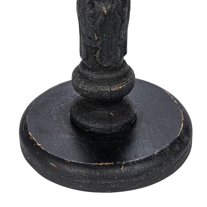 Hello Honey® Round Black Wood Taper Candle Holder Set