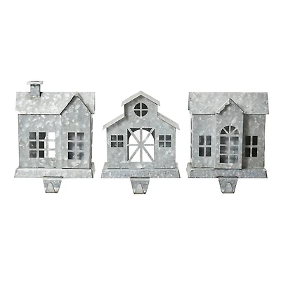 Glitzhome® 7" Galvanized House Stocking Holder Set