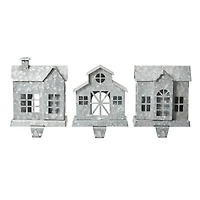 Glitzhome® 7" Galvanized House Stocking Holder Set