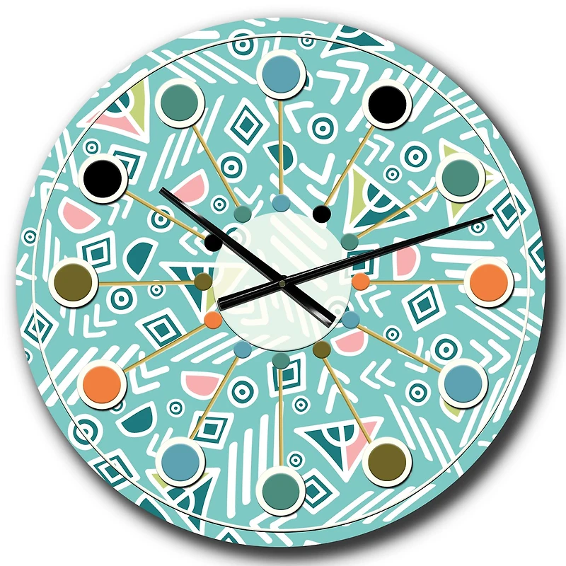 Designart 'Pastel Tribal Retro Pattern Mid-Century Modern Wall Clock
