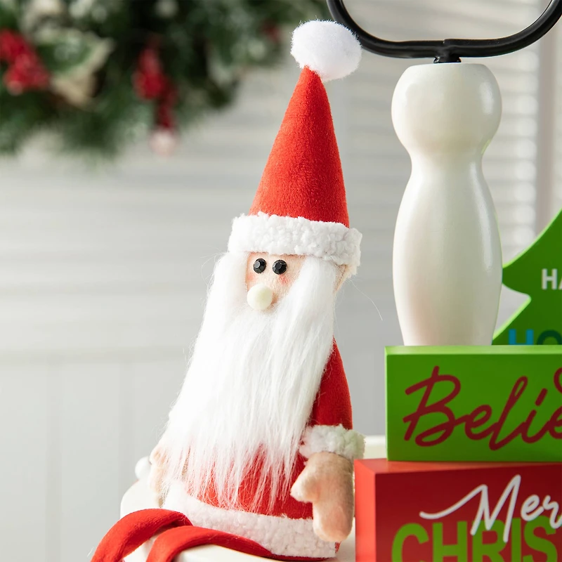 Glitzhome® Christmas Wooden Word Signs & Fabric Santa Set