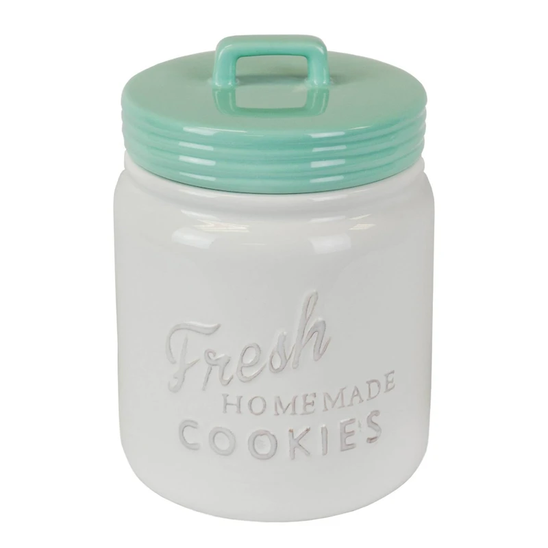 DII® 9" Aqua & White Ceramic Cookie Jar