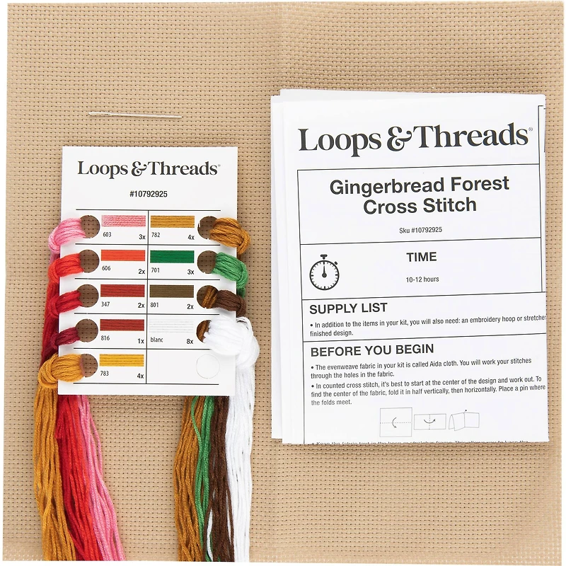 6" x 6" Gingerbread Forest Cross Stitch Kit by Loops & Threads®