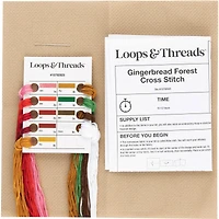 6" x 6" Gingerbread Forest Cross Stitch Kit by Loops & Threads®